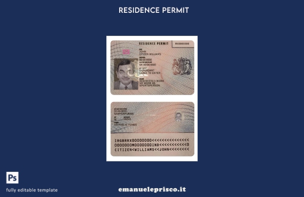 modello resid.permit del Regno Unito in stile verificato